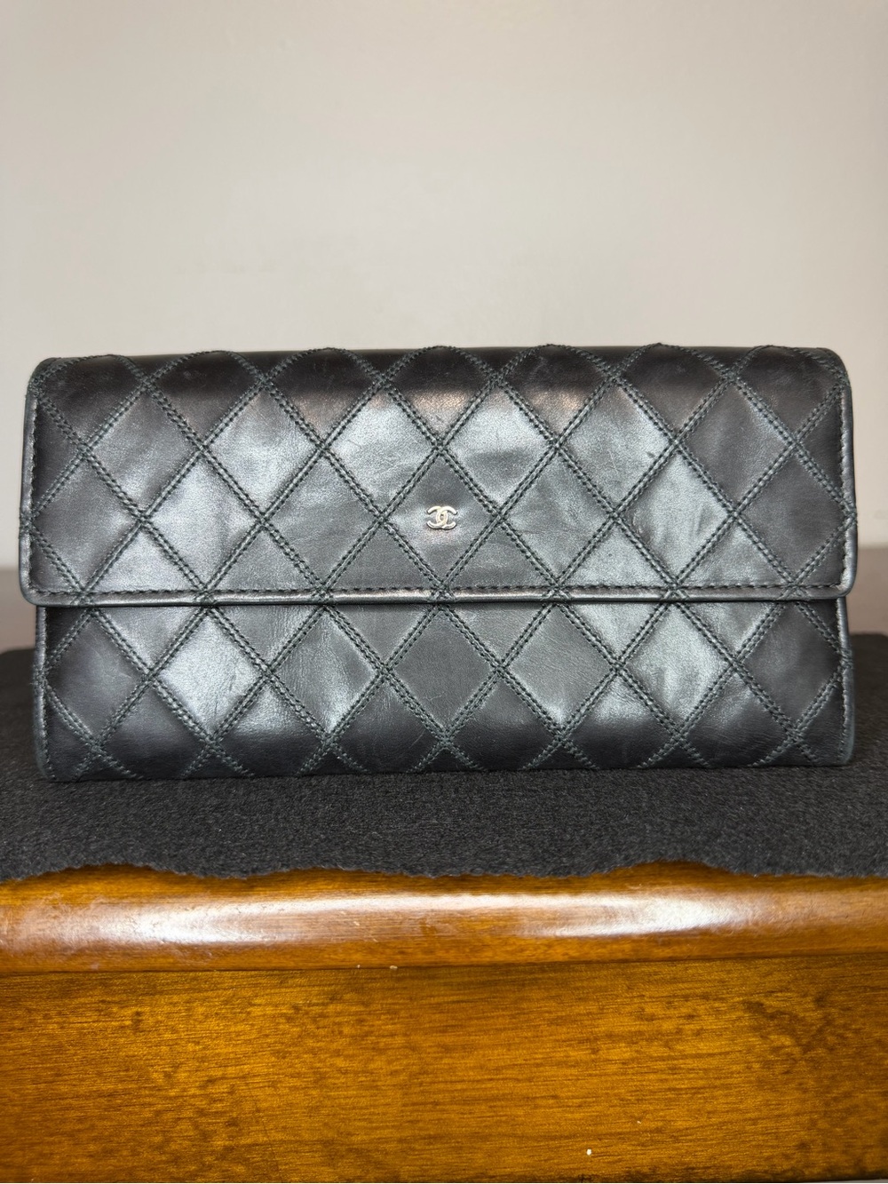 CHANEL LAMBSKIN QUILTED WALLET - Portef Rab Gous - Black